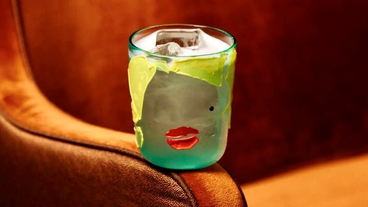 The Silver Dreams cocktail arrives in a glass inspired by Andy Warhol’s Marilyn portraits